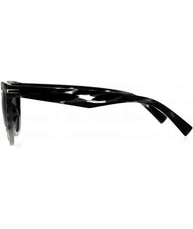 Rectangular Polarized Designer Horn Rim Plastic Hipster Sunglasses - Black Grey - CB18CSQRYWS $14.68