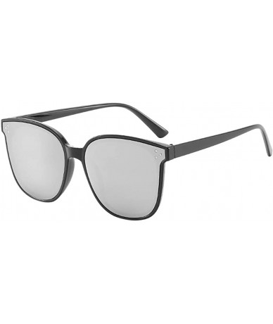 Oversized Women's Lightweight Oversized Fashion Sunglasses - Mirrored Polarized Lens - Silver - CE18RIW4Q2A $14.17