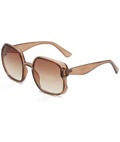 Goggle Fashion New Square Gradient sunglasses Large frame Lady sun glasses Mens Goggle uv400 - Brown - CT18RQ890QA $11.63