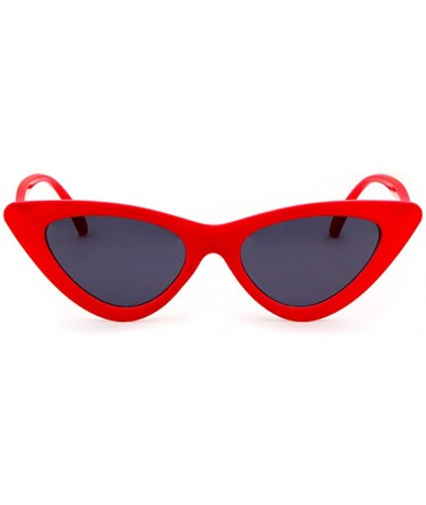 Cat Eye Women Clout Goggles Cat Eye Sunglasses Vintage Mod Style Retro Kurt Cobain Sunglasses - Red Frame Smoke Lens - CK18CZ...