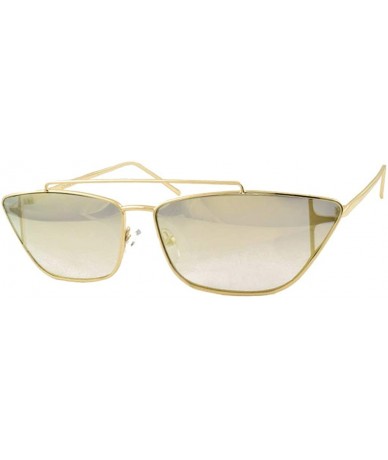 Cat Eye Small Cat Eye Aviator Sunglasses Metal Frame Mirror Lens UV Protection - Gold - CG18Y3EQEAD $8.70