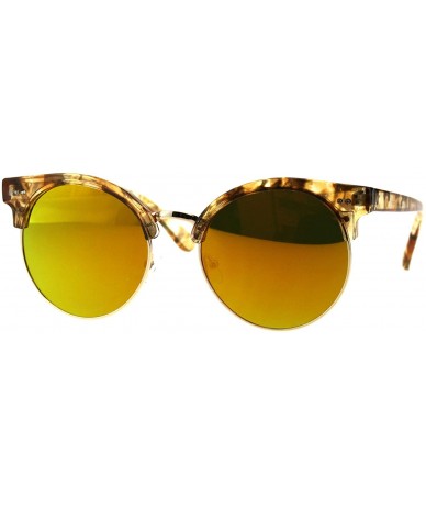 Round Womens Round Horn Rim Sunglasses Retro Chic Design Shades UV 400 - Brown (Orange Mirror) - CS18QQR4YCG $9.64
