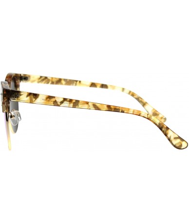 Round Womens Round Horn Rim Sunglasses Retro Chic Design Shades UV 400 - Brown (Orange Mirror) - CS18QQR4YCG $9.64