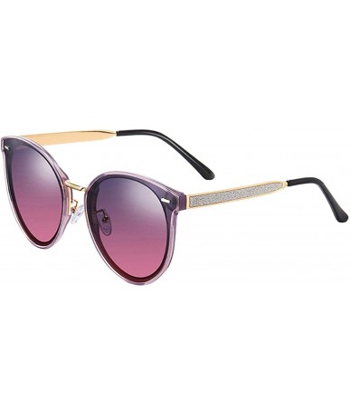 Oversized Oversized Polarized Sunglasses for Women-Round Classic Fashion UV400 Protection 8052 - Red - CA195MAT4C7 $21.69