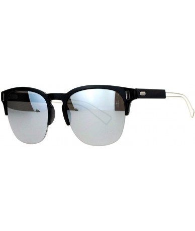 Square Fashion Womens Sunglasses Half Rim Square Designer Style Shades - Black Silver (Silver Mirror) - C1188TQ3N3H $9.82