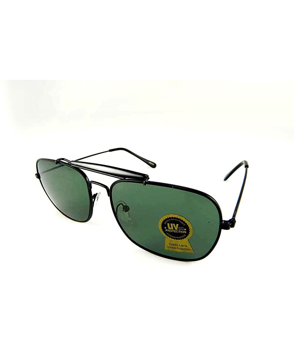 Aviator New Promotional Rectangular Aviator Sunglasses With Eyebrow Pad - Military Green Lens - Black - CY11EQEA6P1 $8.44
