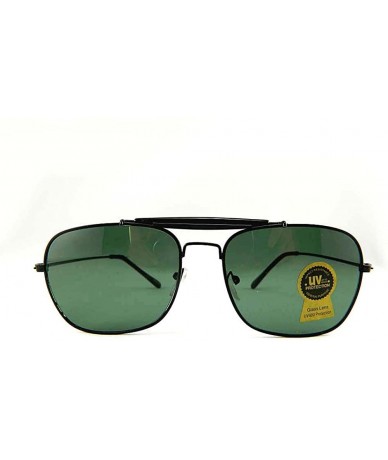 Aviator New Promotional Rectangular Aviator Sunglasses With Eyebrow Pad - Military Green Lens - Black - CY11EQEA6P1 $8.44