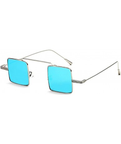 Square Vintage Square sunglasses Small Metal Frame Candy Colors Sunglasses - Silver-blue - CD18DNZO7S2 $12.44