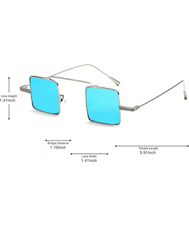 Square Vintage Square sunglasses Small Metal Frame Candy Colors Sunglasses - Silver-blue - CD18DNZO7S2 $12.44