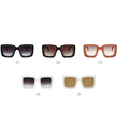 Oversized Sunglasses Diamond Oversized Glasses Fashion - Brown - CA18Q0ED5W3 $13.97
