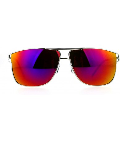 Square Unisex Designer Fashion Sunglasses Metal Wire Square Frame Mirror Lens - Silver (Fuchsia Mirror) - CQ1875T5GZ2 $9.06