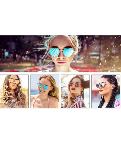 Cat Eye Sunglasses Eyewear Fashion Mirrored - Gold&green - CA18REMZ2NY $7.45