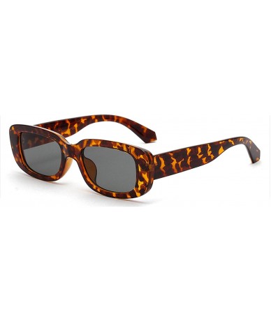Oversized Retro Rectangle Sunglasses Men Black Leopard Summer Male Sun Glasses Women 2019 Fashion - Leopard With Green - CY19...
