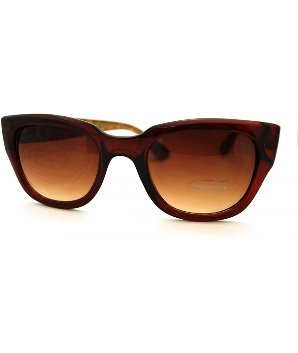 Square Womens Sunglasses Chic Square Cateye Animal Print Frame - Brown - CG11FDG6THL $20.08