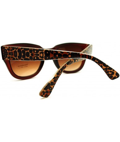 Square Womens Sunglasses Chic Square Cateye Animal Print Frame - Brown - CG11FDG6THL $20.08