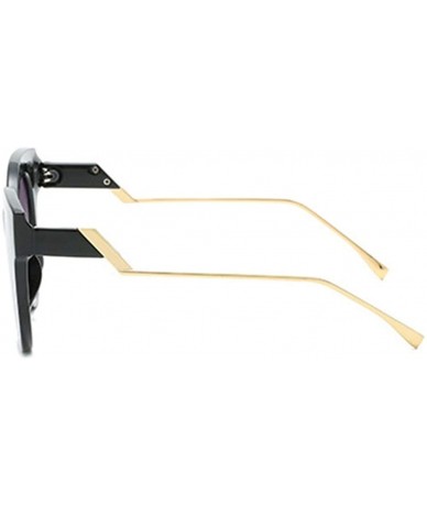 Round Oversized Cat Eye Sunglasses for Women Unique Design Of Legs - C6 Black Gray White - CB198CAIEQD $10.61
