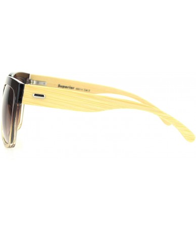 Rectangular Eco Friendly Bamboo Wood Arm Oversize Horn Rim Hipster Sunglasses - Brown Smoke - CG18OTHMSNK $9.94