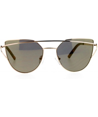 Cat Eye Mirrored Mirror Unique Metal Brow Wire Womens Cat Eye Sunglasses - All Gold - CT12G8WB9ZF $27.51