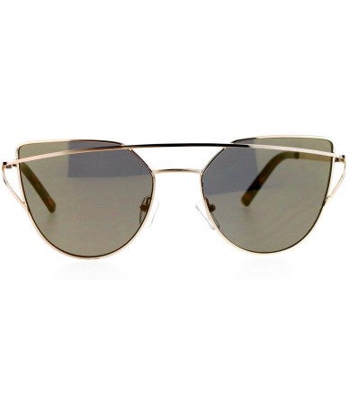 Cat Eye Mirrored Mirror Unique Metal Brow Wire Womens Cat Eye Sunglasses - All Gold - CT12G8WB9ZF $15.46