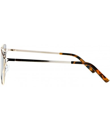 Cat Eye Mirrored Mirror Unique Metal Brow Wire Womens Cat Eye Sunglasses - All Gold - CT12G8WB9ZF $15.46