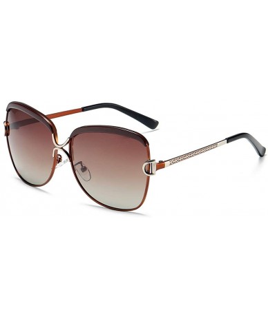 Oversized Women's Sunglasses Sun Glasses for Women Fashion Oversized Aviator Retro Eyewear Polarized lens - Brown - C818Z62DA...