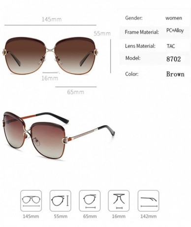 Oversized Women's Sunglasses Sun Glasses for Women Fashion Oversized Aviator Retro Eyewear Polarized lens - Brown - C818Z62DA...