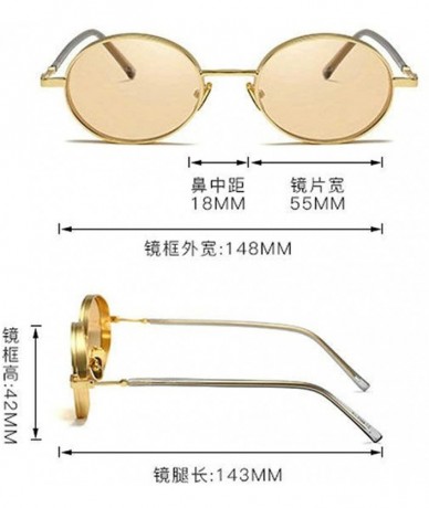 Oval Fashion Small Oval Punk Sunglasses Retro Brand Designer Sunglasses Women's Metal Frame Tone Sunglasses Set - C718TE38XTL...