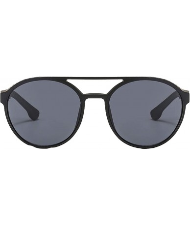 Round Fashion Sunglasses for Women Men Summer Beach Eyewear - Black Frame+grey Lens - C818Q7LRZRD $11.53