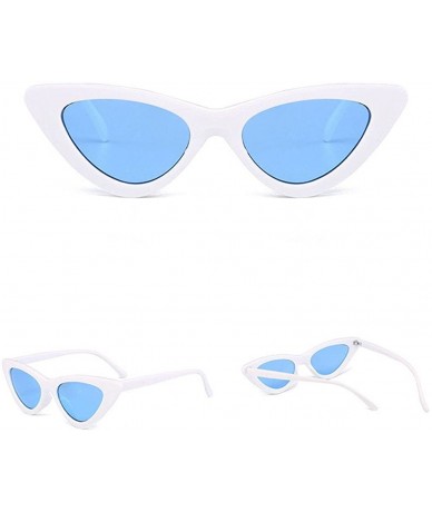 Cat Eye Women Fashion Cat Eye Shades Sunglasses Integrated UV Candy Colored Glasses Blue - CM190OKMA75 $7.35
