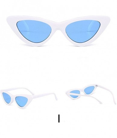 Cat Eye Women Fashion Cat Eye Shades Sunglasses Integrated UV Candy Colored Glasses Blue - CM190OKMA75 $7.35