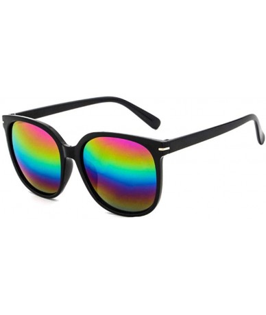 Aviator 2019 Vintage Sunglasses Women Top Brand Designer Luxury Candies Lens Black Blue - Black Rainbow - CI18Y4SNMN3 $8.86