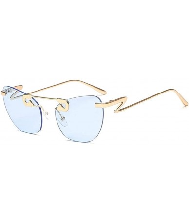 Rimless Retro Cateye Rimless Polarized Sunglasses UV Protection Marine Lens Lightweight Metal Temple Glasses for Women - CN18...
