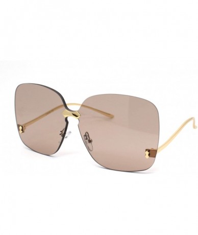 Square Womens Exposed Lens Rimless Down Temple Swan Sunglasses - Gold Brown - CT18WQN2C74 $14.56