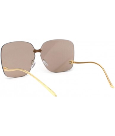 Square Womens Exposed Lens Rimless Down Temple Swan Sunglasses - Gold Brown - CT18WQN2C74 $14.56