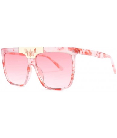 Oversized Hot New Fashion Large Frame Luxury Brand Design Women Sunglasses UV400 - Pink&flower - CD18NE5S8T7 $10.65