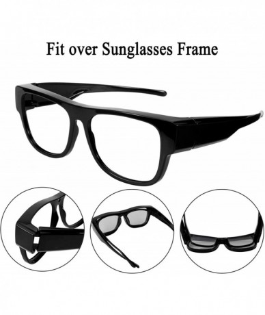 Oval Fit Over Sunglasses for Prescription Glasses with Magnetic Clip on Lens - Black - C7199ZZH4ZZ $24.26