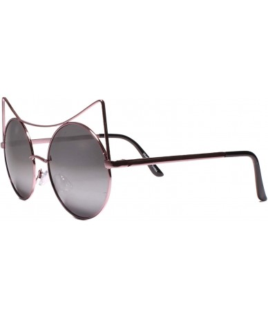 Round Elegant Chic Stylish Womens Round Cat Eye Sunglasses Wire Frames - Chrome / Pink - CX18YYG0C9W $12.17