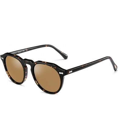 Round Retro Round Polarized Sunglasses for Women UV400 Protection - Brown Lens - CM18HDRMK9X $17.72