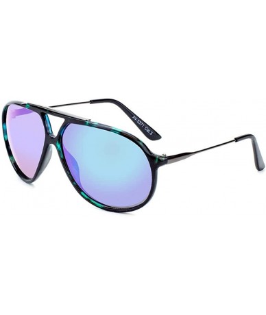 Aviator Scarface Retro Hip Hop Aviator Sunglasses - Blue Tortoise & Gunmetal - CG1836O4A8G $21.11