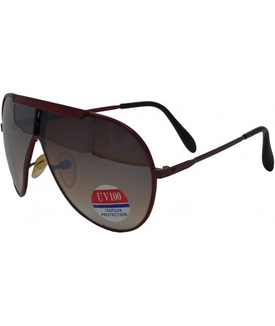 Sport Vintage Aviator Style Men's and Women's Metal Frame Sunglasses- 70's and 80's Era - Red - CB18YH5LC9G $15.00