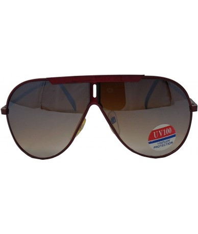 Sport Vintage Aviator Style Men's and Women's Metal Frame Sunglasses- 70's and 80's Era - Red - CB18YH5LC9G $32.44