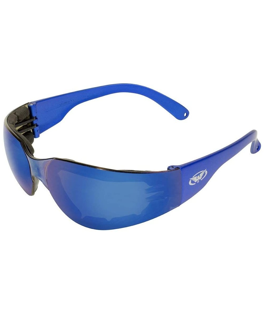 Goggle Eyewear Rider PL Blue MET BM Safety Foam Padded Glasses - Blue Mirror Lens - Metallic Blue Frame - CF18GDW9CRA $10.37