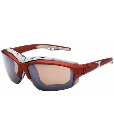 Goggle Men Reflective Mirror UV Sunglass Women Outdoors Sport Goggles Glasses - Brown - CV182K38L78 $20.75