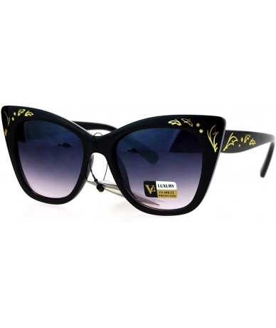 Butterfly Womens Fashion Sunglasses Oversized Square Butterfly Frame UV 400 - Black Gold (Smoke) - C8183NX6UK7 $22.12