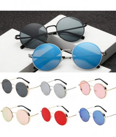 Square Small Round Polarized Sunglasses Retro Men Women Mirrored Lens Metal Frame Circle Sun Glasses Eyeglasses - C - CP18YRA...