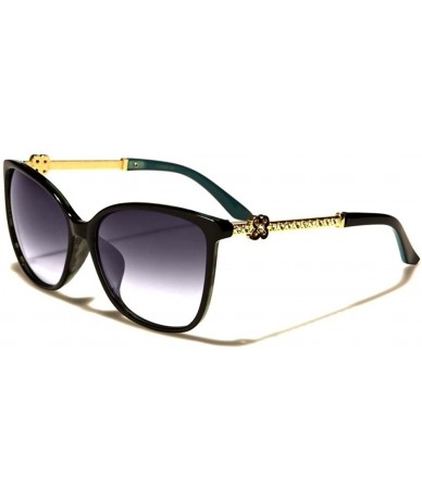 Cat Eye Modern Stylish Upscale Rhinestone Temple Womens Designer Sunglasses - Gray / Gold - CM18WLKDO2R $12.04