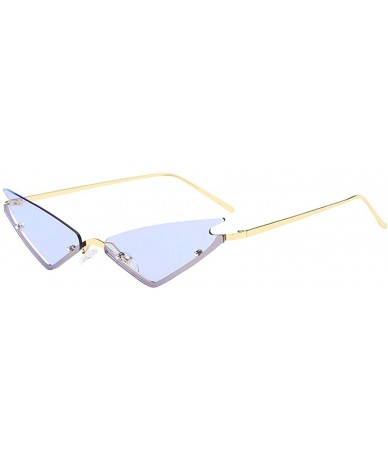 Oval Rimless Sunglasses Colorful Cat Eye Eyewear Fashion Vintage Eyewear for Men Women - D - CX1908S33LE $11.48