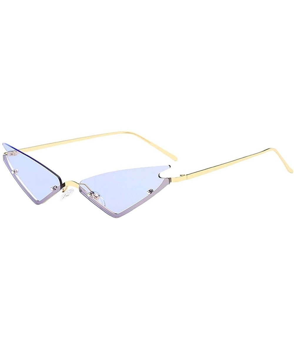 Oval Rimless Sunglasses Colorful Cat Eye Eyewear Fashion Vintage Eyewear for Men Women - D - CX1908S33LE $11.48