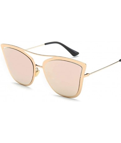 Oversized Oversized Cat Eye Sunglasses for Women Metal Frame Sun Glasses Female Gradient Eyeglasses - C3 Gold Frame - C819844...