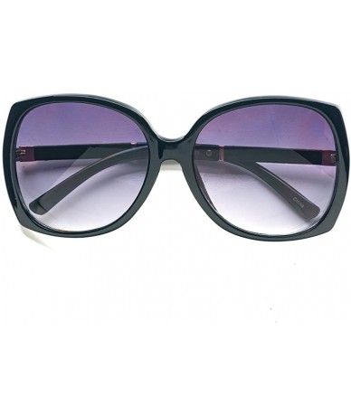 Oversized Women's P4118 Leather Arm Oversized Polarized Sunglasses - Black - CV12NACS1QT $21.74